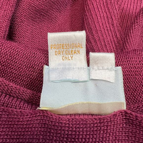 Tracy Reese 100% Wool V Neck Burgundy Knit Beaded Rhinestone Sweater Large - Picture 8 of 8